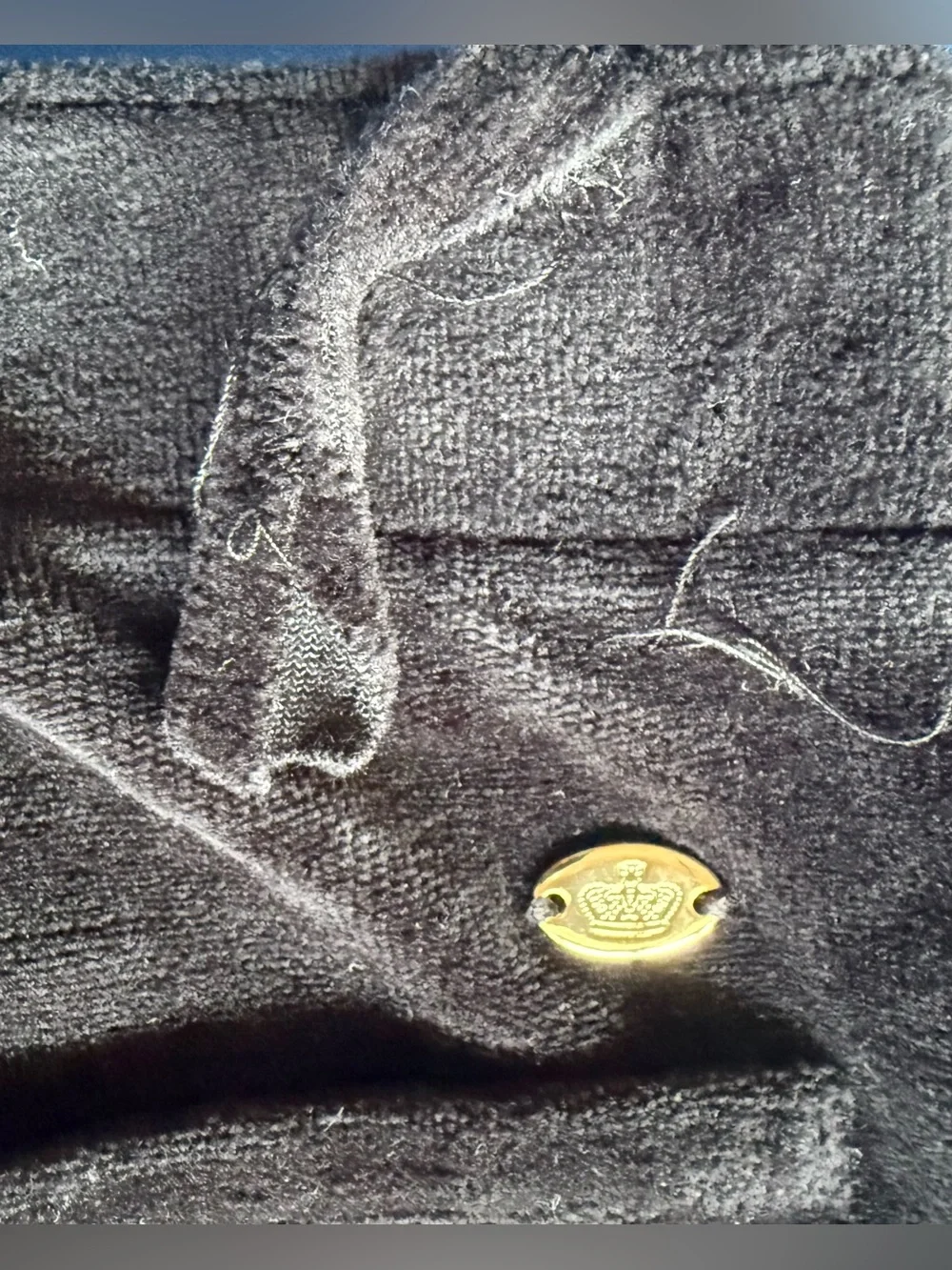 Juicy Couture 2010 Black Velour Cargo Pants Petite Gold Ankle Zip Y2K